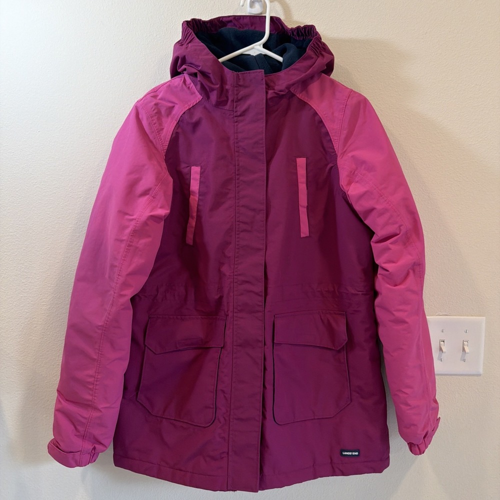 Land's End Squall Pink Waterproof Winter Jacket Parka Kids XXL (18-20) Womens L